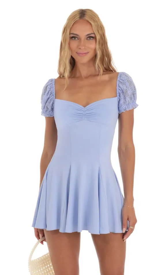 Lace Sequin Dress Blue Women LUCY IN THE SKY Mini Dresses Lace Sequin Dress Blue Women LUCY IN THE SKY Mini Dresses