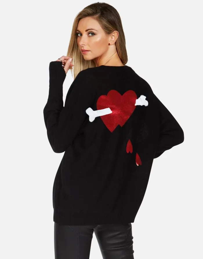 Ladona X Dripping Bone Hearts Black Women Lauren Moshi Sweaters and Knits