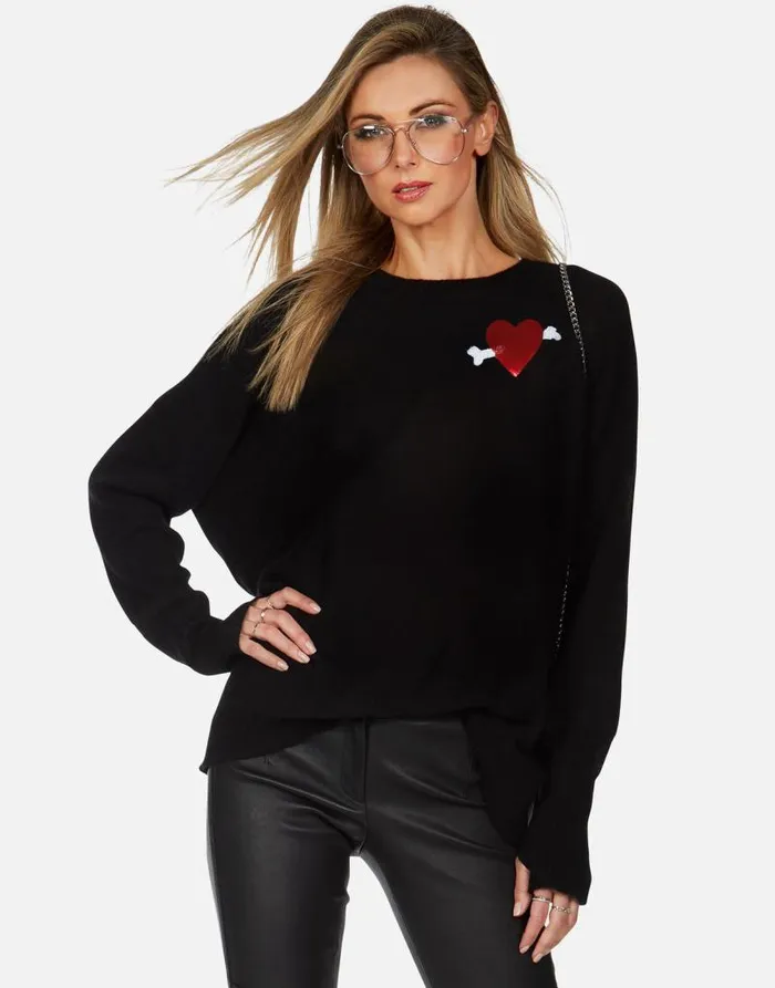 Ladona X Dripping Bone Hearts Black Women Lauren Moshi Sweaters and Knits