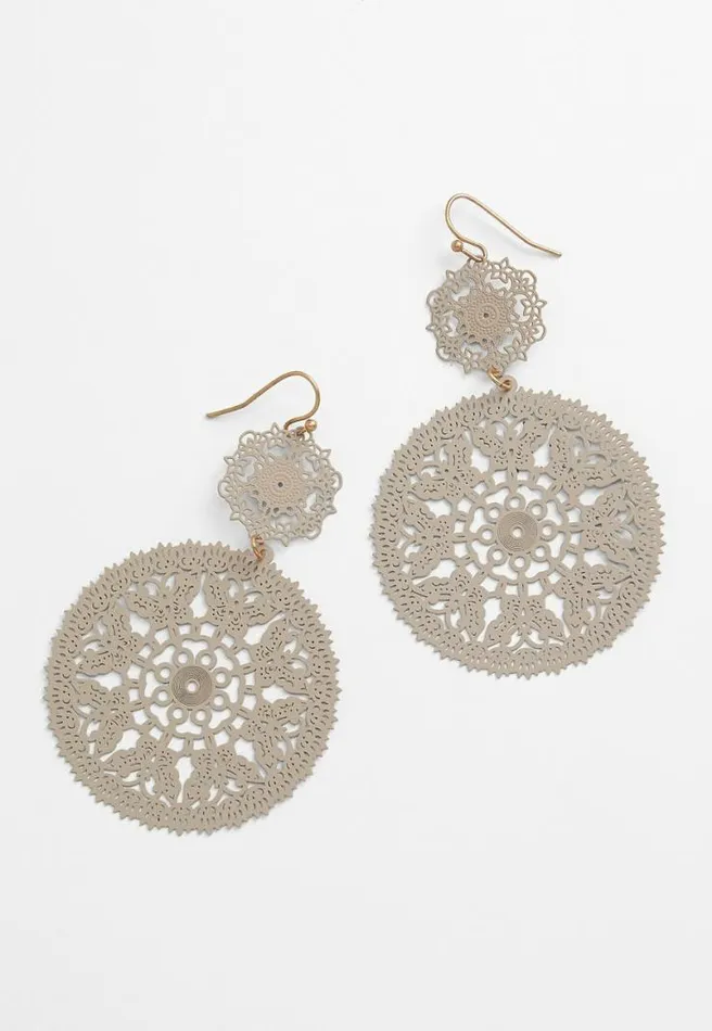 Laser Cut Medallion Drop Earrings Women Maurices Jewelry