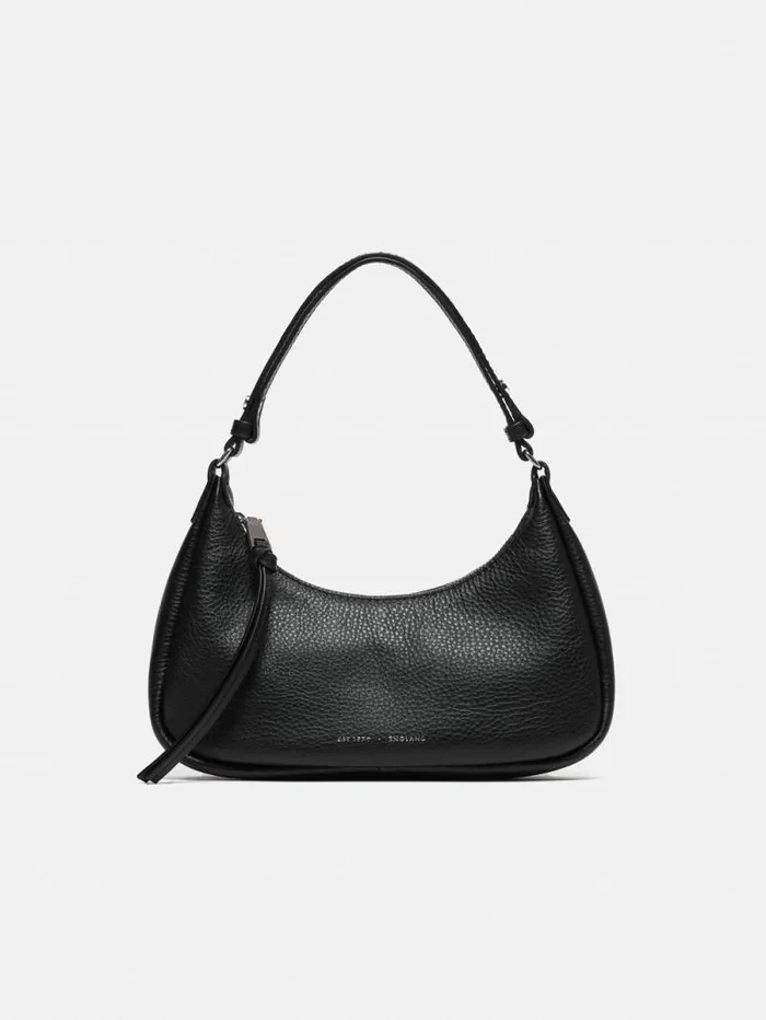Leather Crescent Bag Small Black Women Jigsaw Bags