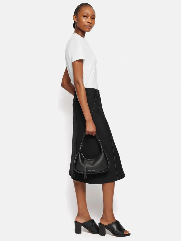 Leather Crescent Bag Small Black Women Jigsaw Bags