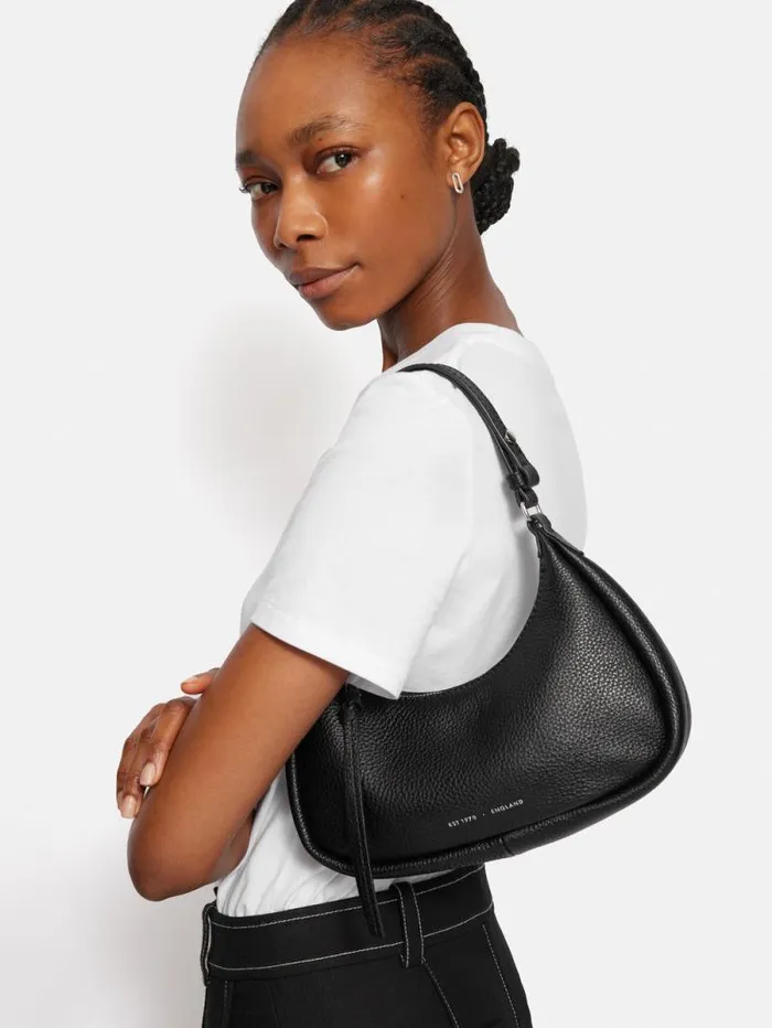 Leather Crescent Bag Small Black Women Jigsaw Bags