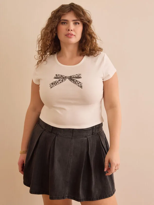 Leopard Bow Baby Tee Ivory Women Altar039d State Tops