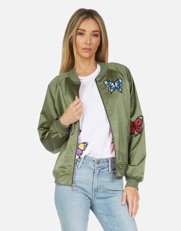Levelle Butterfly Patches Military Hot Pink Women Lauren Moshi Jackets