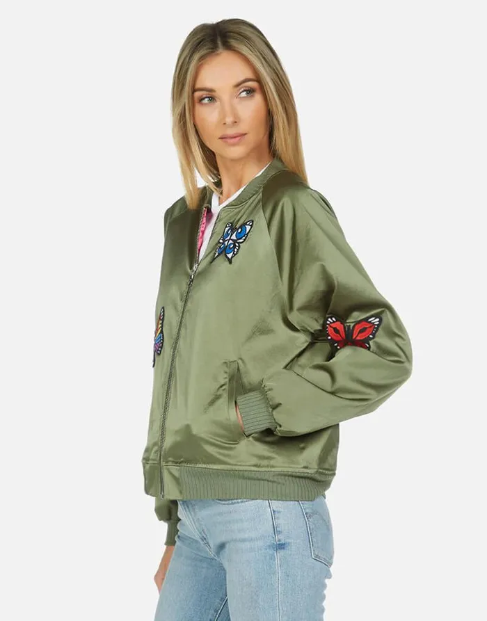 Levelle Butterfly Patches Military Hot Pink Women Lauren Moshi Jackets