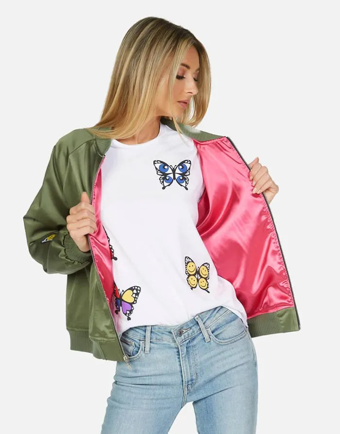 Levelle Butterfly Patches Military Hot Pink Women Lauren Moshi Jackets
