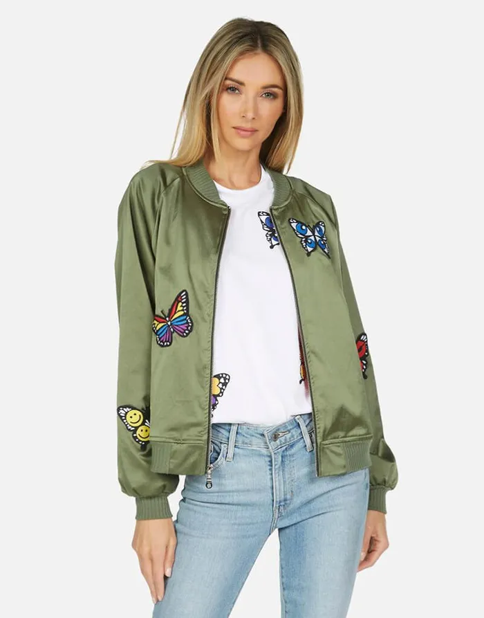 Levelle Butterfly Patches Military Hot Pink Women Lauren Moshi Jackets
