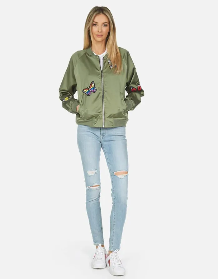 Levelle Butterfly Patches Military Hot Pink Women Lauren Moshi Jackets