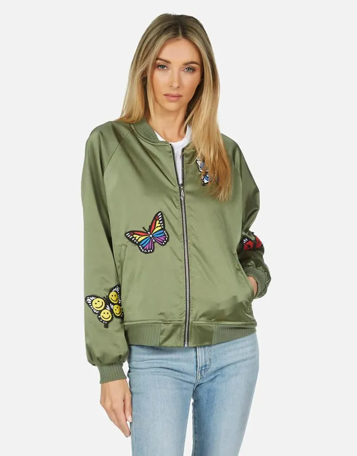 Levelle Butterfly Patches Military Hot Pink Women Lauren Moshi Jackets
