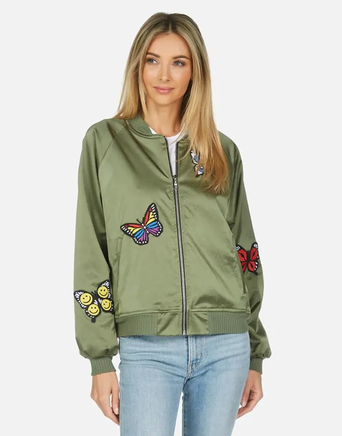 Levelle Butterfly Patches Military Hot Pink Women Lauren Moshi Jackets