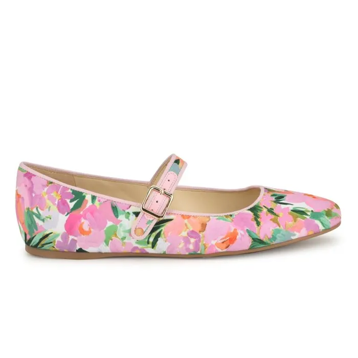 Lilow Square Toe Mary Jane Flats Pink Floral Women Nine West Flats