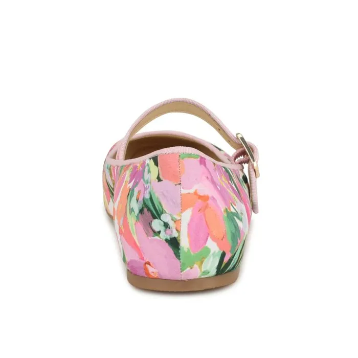 Lilow Square Toe Mary Jane Flats Pink Floral Women Nine West Flats Lilow Square Toe Mary Jane Flats Pink Floral Women Nine West Flats