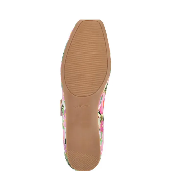 Lilow Square Toe Mary Jane Flats Pink Floral Women Nine West Flats Lilow Square Toe Mary Jane Flats Pink Floral Women Nine West Flats