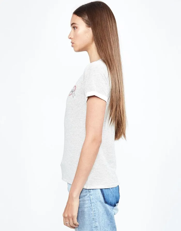 Limp Love Heart White Black Stripe Women Lauren Moshi Short Sleeve