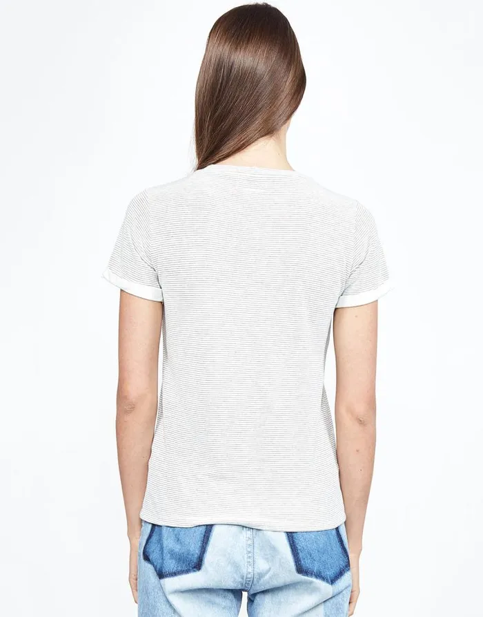 Limp Love Heart White Black Stripe Women Lauren Moshi Short Sleeve