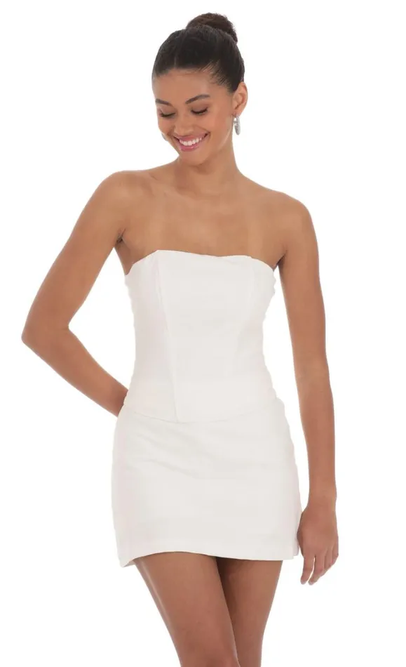 Linen Corset Top Off White Women LUCY IN THE SKY Tops