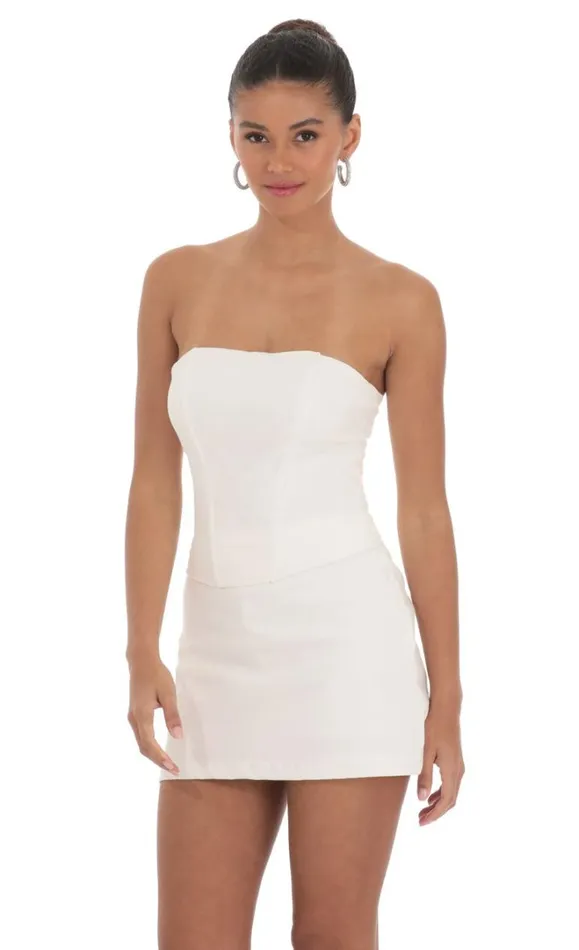 Linen Corset Top Off White Women LUCY IN THE SKY Tops Linen Corset Top Off White Women LUCY IN THE SKY Tops