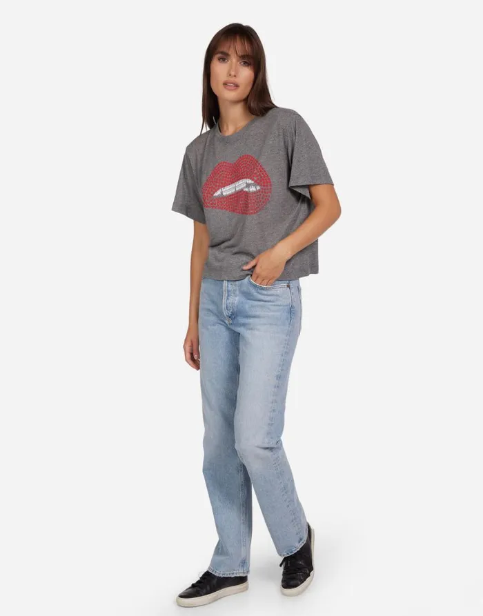 Linnea Elements Biting Lip Heather Grey Women Lauren Moshi Short Sleeve