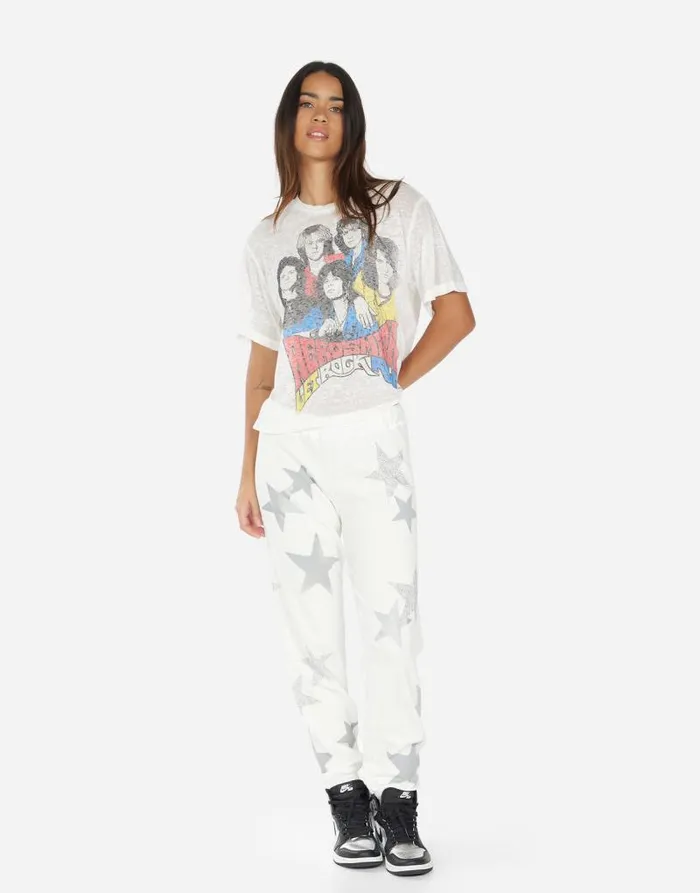 Linnea Vintage Aerosmith Milk Burnout Women Lauren Moshi Short Sleeve