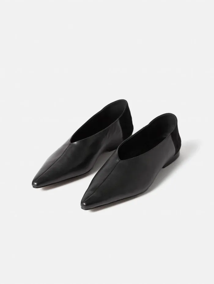 Linnie Flat Pointed Ballerina Black Women Jigsaw Flats