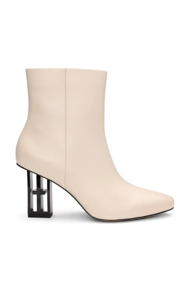 Liverpool Los Angeles Boots CLAREMONT ICON HEEL SIDE ZIP BOOTIE Ecru 8211 Womens