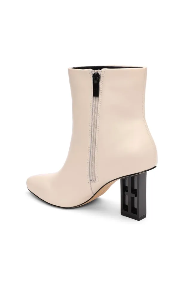 Liverpool Los Angeles Boots CLAREMONT ICON HEEL SIDE ZIP BOOTIE Ecru 8211 Womens