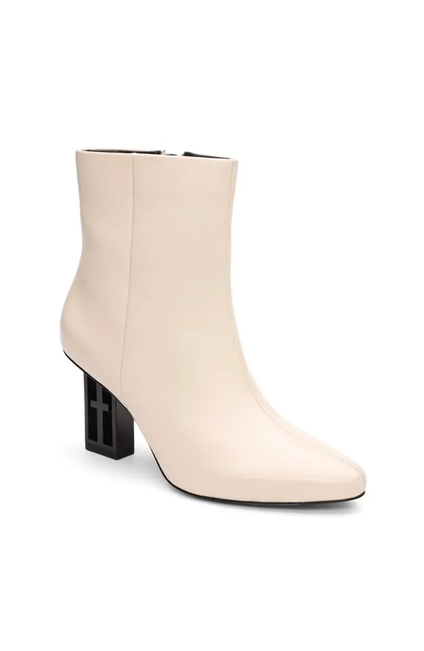 Liverpool Los Angeles Boots CLAREMONT ICON HEEL SIDE ZIP BOOTIE Ecru 8211 Womens