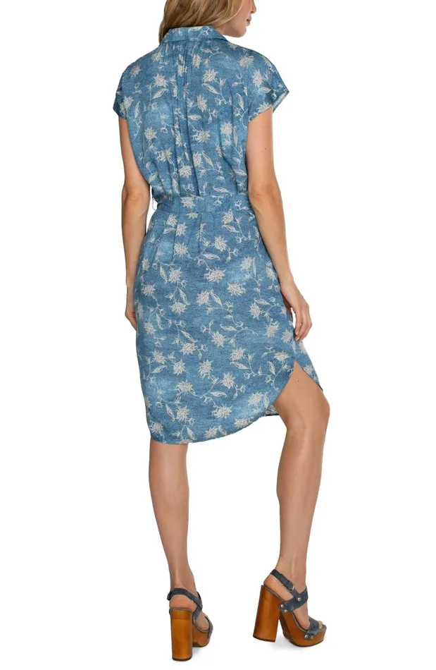 Liverpool Los Angeles Dresses COLLARED BUTTON FRONT DRESS WITH BELT Patchwork Floral 8211 Womens