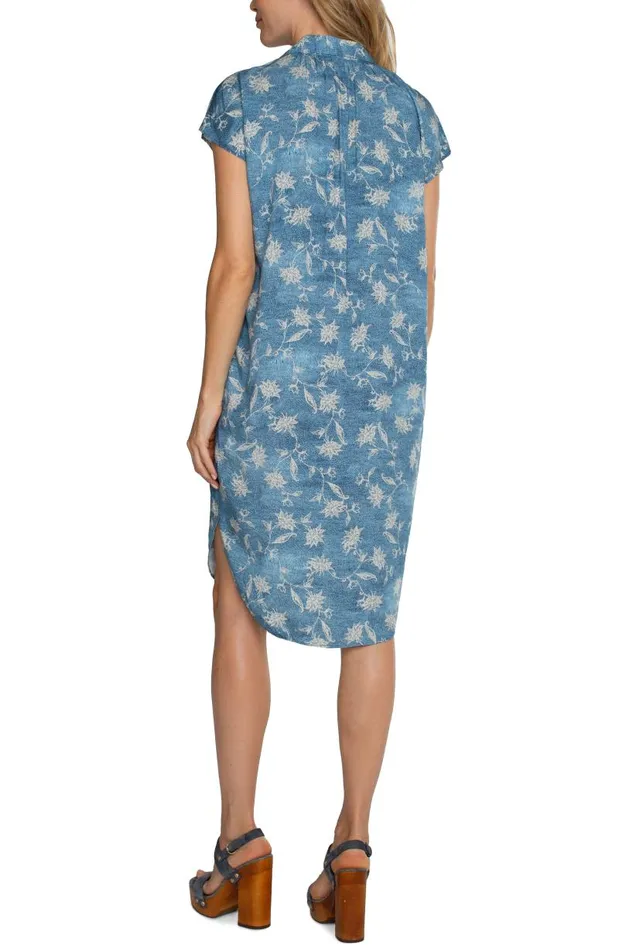 Liverpool Los Angeles Dresses COLLARED BUTTON FRONT DRESS WITH BELT Patchwork Floral 8211 Womens