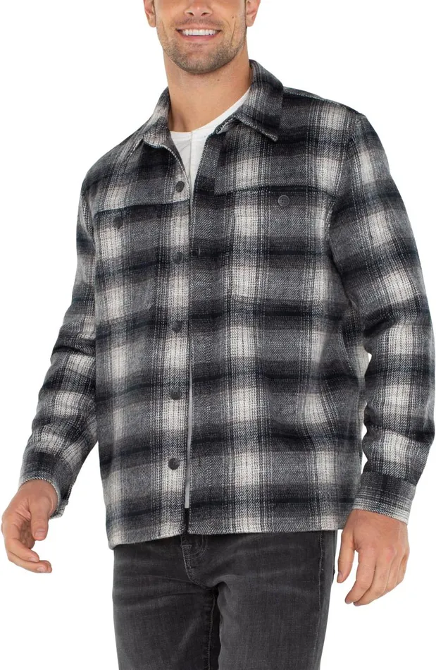 Liverpool Los Angeles Jackets and Blazers SHIRT JACKET Navy Grey Multi 8211 Mens