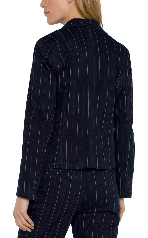Liverpool Los Angeles Jackets NOTCH COLLAR ONE BUTTON BLAZER Lapis Indigo Stripe 8211 Womens
