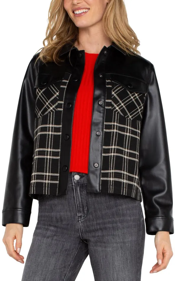 Liverpool Los Angeles Jackets SHIRT JACKET WITH BLOCKING Black Oatmeal Windowpane 8211 Womens