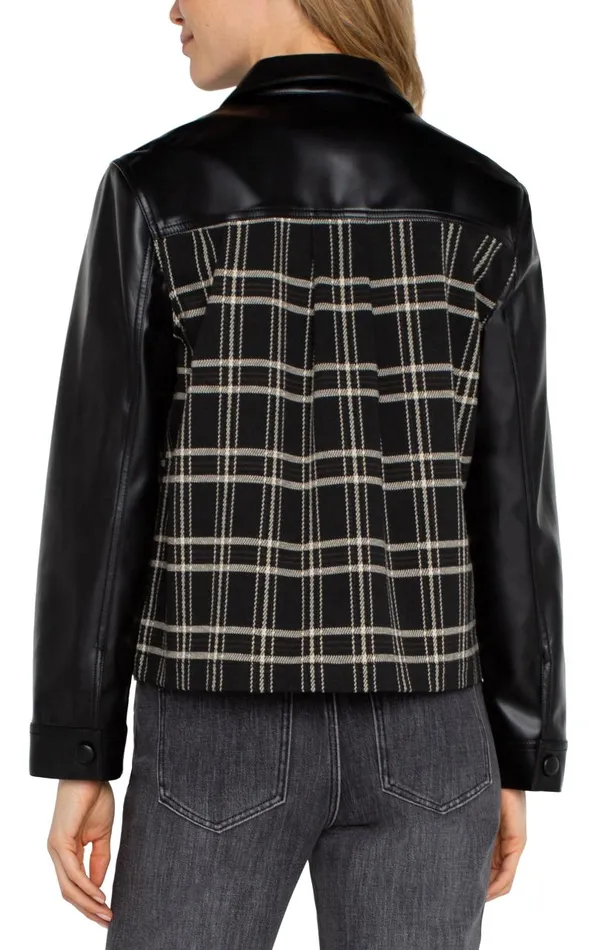 Liverpool Los Angeles Jackets SHIRT JACKET WITH BLOCKING Black Oatmeal Windowpane 8211 Womens
