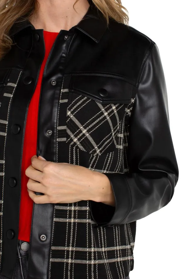 Liverpool Los Angeles Jackets SHIRT JACKET WITH BLOCKING Black Oatmeal Windowpane 8211 Womens