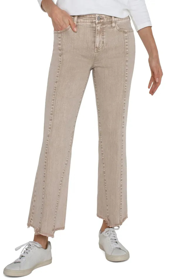 Liverpool Los Angeles Jeans HANNAH CROP FLARE WITH UNEVEN FRAY HEM 8211 ECO Biscuit Tan Mineral Dye 8211 Womens