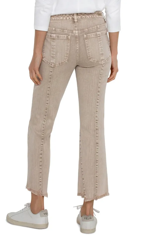Liverpool Los Angeles Jeans HANNAH CROP FLARE WITH UNEVEN FRAY HEM 8211 ECO Biscuit Tan Mineral Dye 8211 Womens