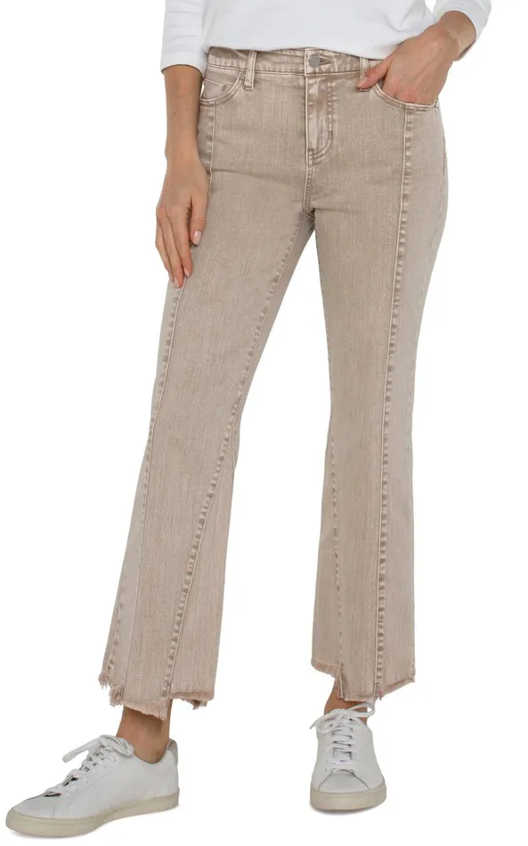 Liverpool Los Angeles Jeans HANNAH CROP FLARE WITH UNEVEN FRAY HEM 8211 ECO Biscuit Tan Mineral Dye 8211 Womens