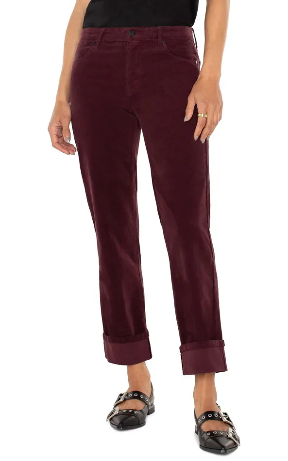 Liverpool Los Angeles Jeans MARLEY GIRLFRIEND CUFFED CORDUROY Blackberry 8211 Womens