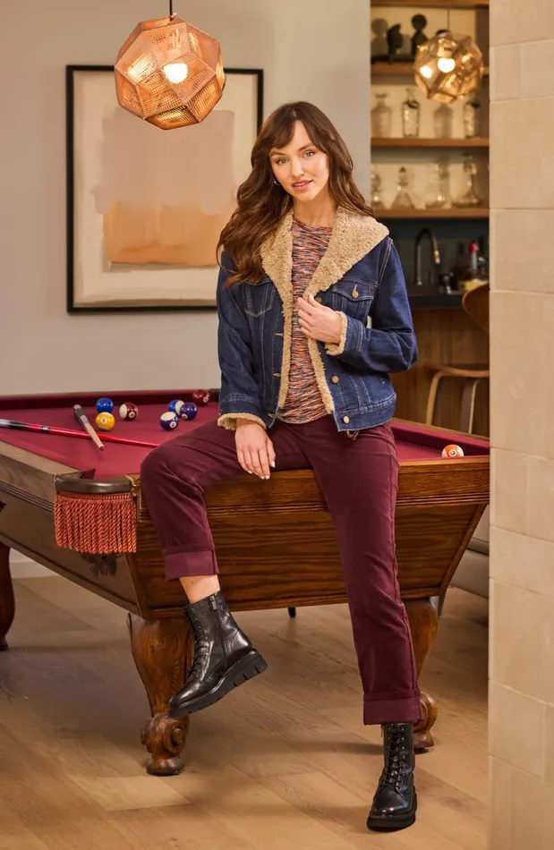 Liverpool Los Angeles Jeans MARLEY GIRLFRIEND CUFFED CORDUROY Blackberry 8211 Womens