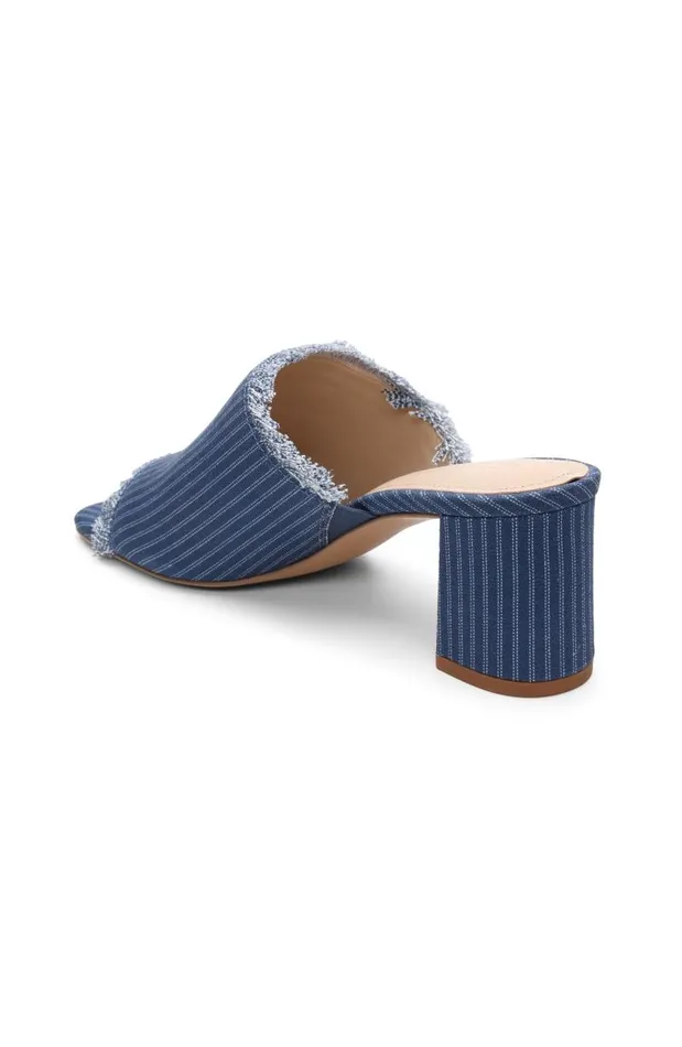 Liverpool Los Angeles Mules BREA FRINGE DENIM MULE Indigo Ecru 8211 Womens