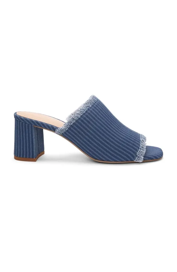 Liverpool Los Angeles Mules BREA FRINGE DENIM MULE Indigo Ecru 8211 Womens