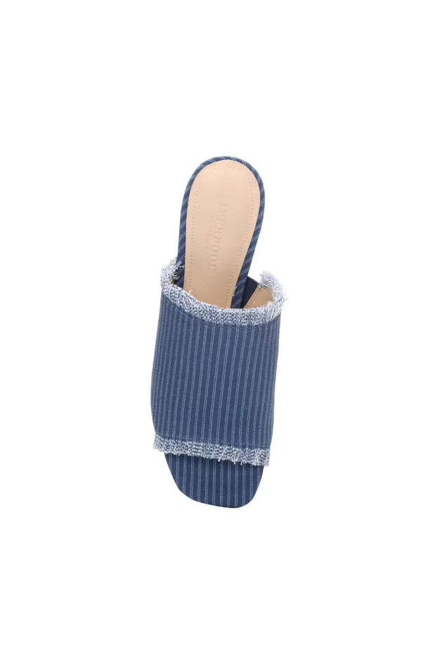 Liverpool Los Angeles Mules BREA FRINGE DENIM MULE Indigo Ecru 8211 Womens