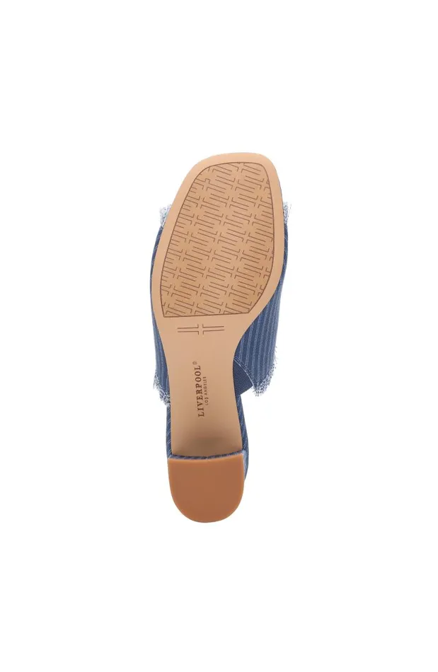 Liverpool Los Angeles Mules BREA FRINGE DENIM MULE Indigo Ecru 8211 Womens