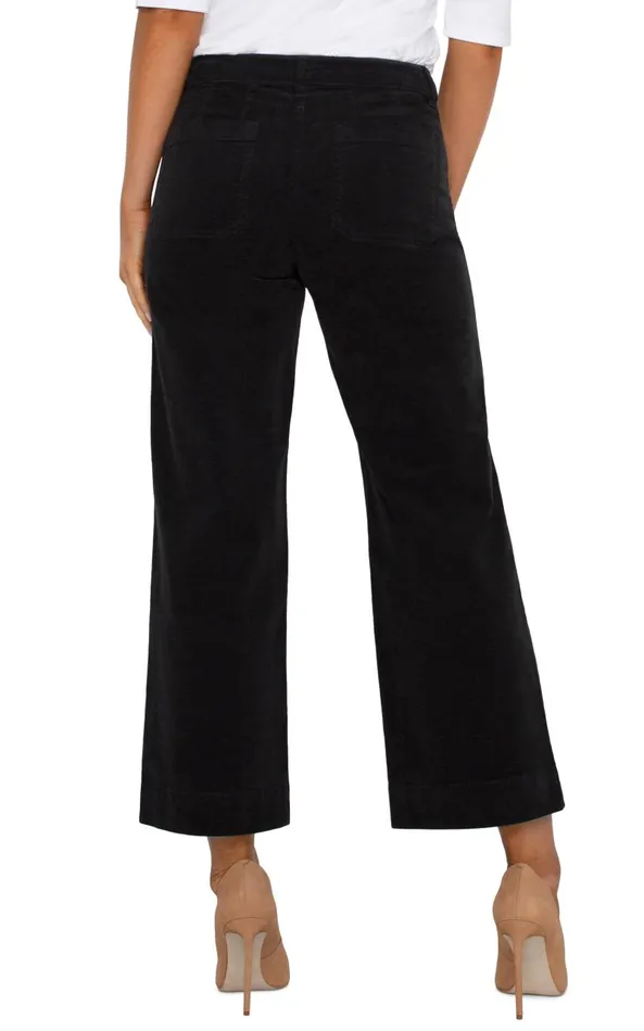 Liverpool Los Angeles Pants CORDUROY CROP WIDE LEG Black 8211 Womens