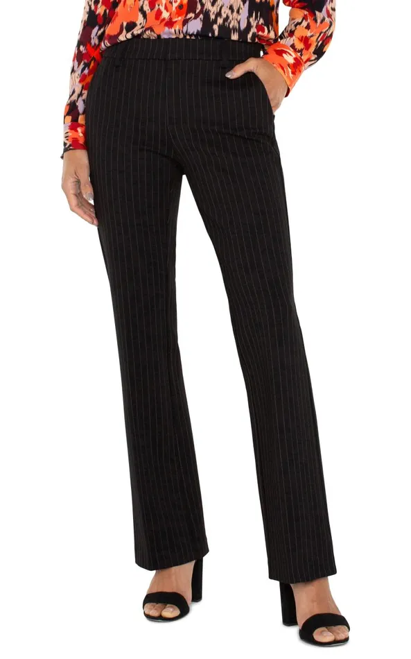 Liverpool Los Angeles Pants KELSEY FLARE TROUSER Black White Pinstripe 8211 Womens