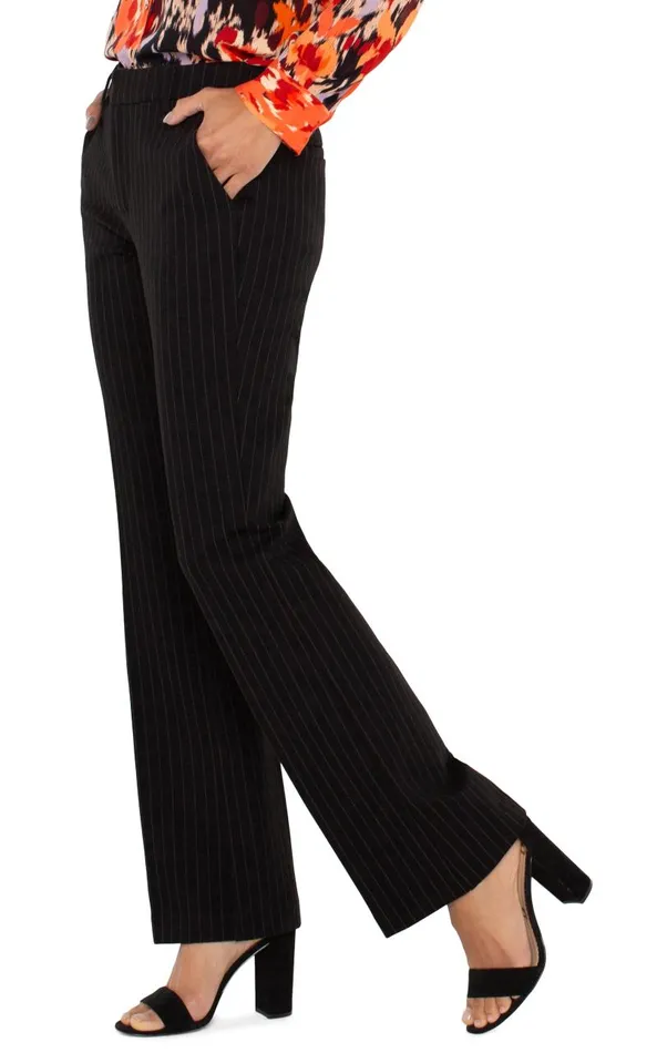 Liverpool Los Angeles Pants KELSEY FLARE TROUSER Black White Pinstripe 8211 Womens