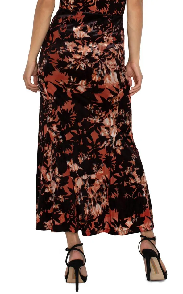 Liverpool Los Angeles Skirts FIT AND FLARE KNIT PULL ON SKIRT Fire Opal Burnout 8211 Womens