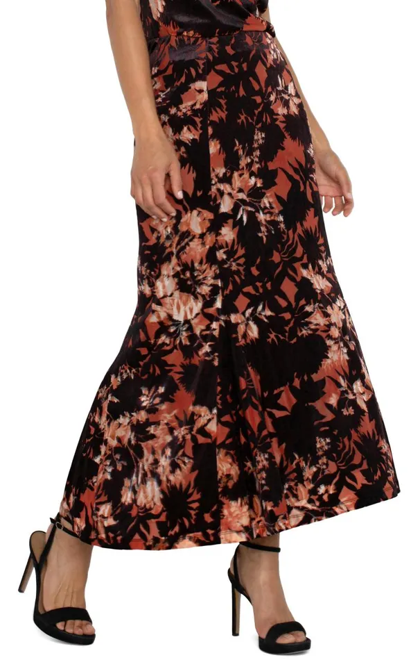 Liverpool Los Angeles Skirts FIT AND FLARE KNIT PULL ON SKIRT Fire Opal Burnout 8211 Womens