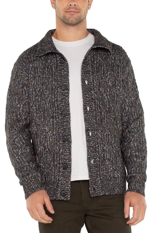 Liverpool Los Angeles Sweaters BUTTON CARDIGAN SWEATER Olive Multi 8211 Mens